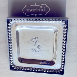 Initial “L” Metal/Silver Tone Trinket Dish by Mud Pie NIB